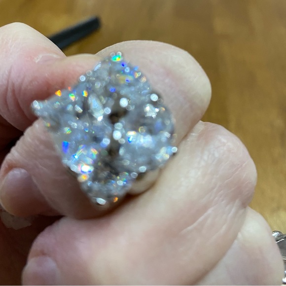 Silver tone multi chunky stone ring size 8 - Picture 2 of 6